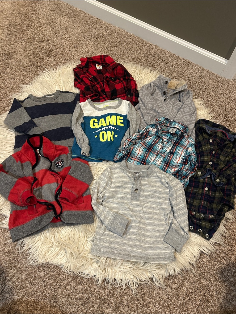 12 months boys long sleeve lot-Carters, Oshkosh, etc